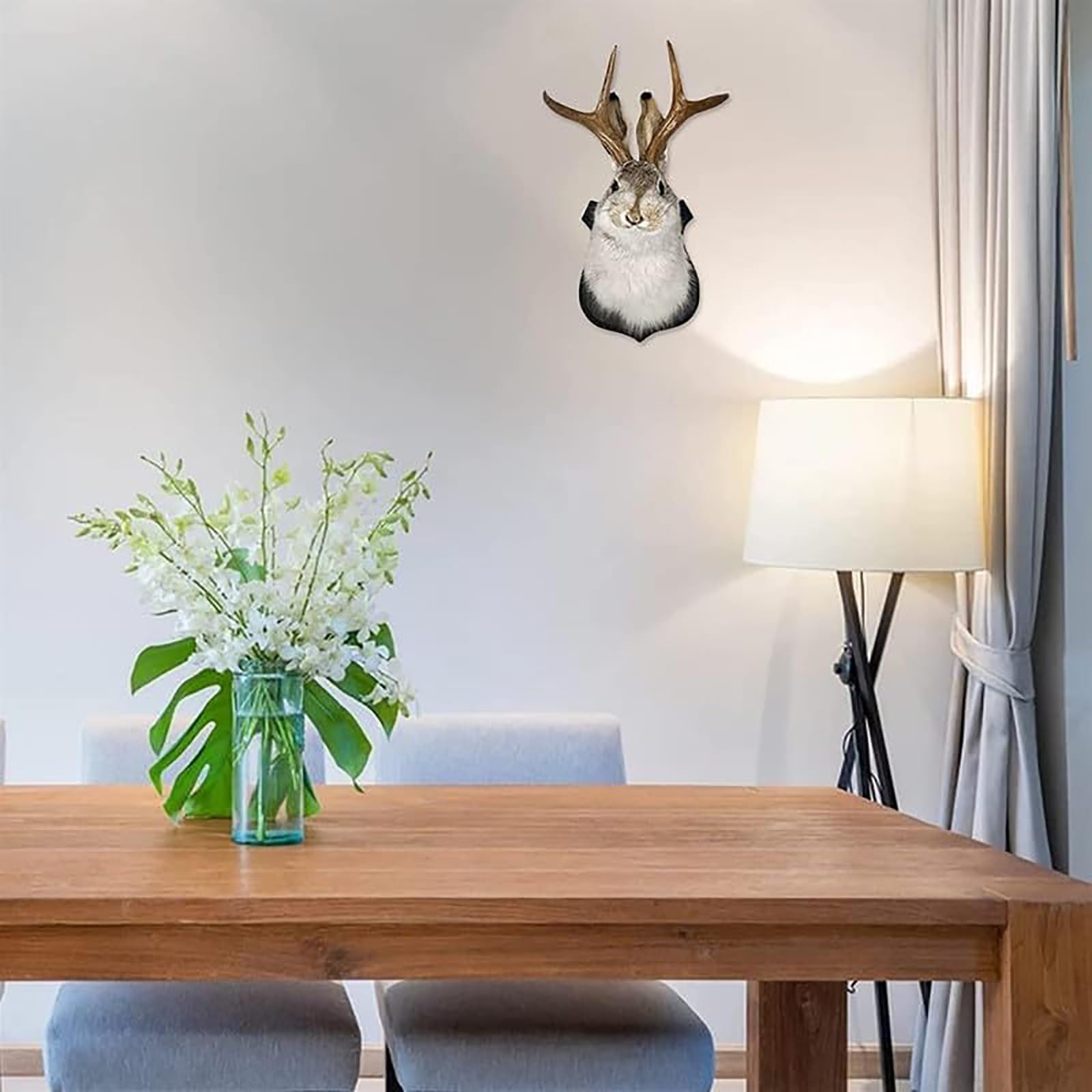 HSOSK polymer taxidermy wall art adds texture and charm.
