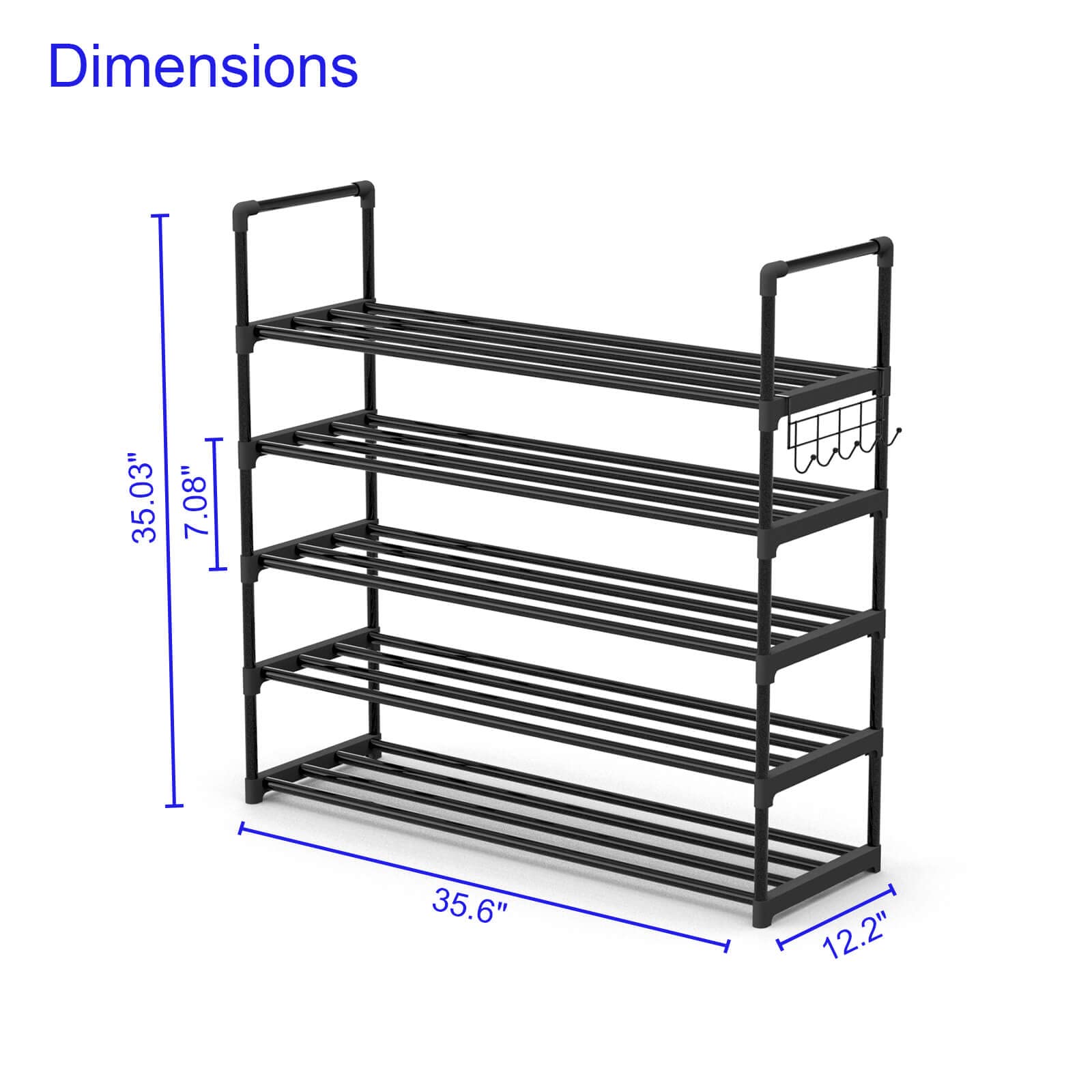 Hsscblet black-finish 5-tier shoe rack complements modern interiors