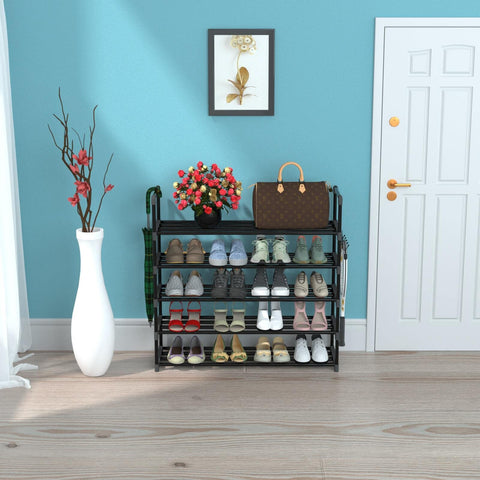 Hsscblet 5-tier shoe rack side hooks demonstrating convenient hanging