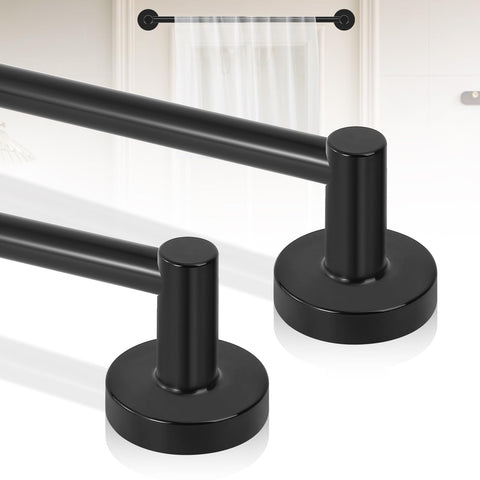 HTZON black magnetic curtain rod on door showing secure hold for lightweight items