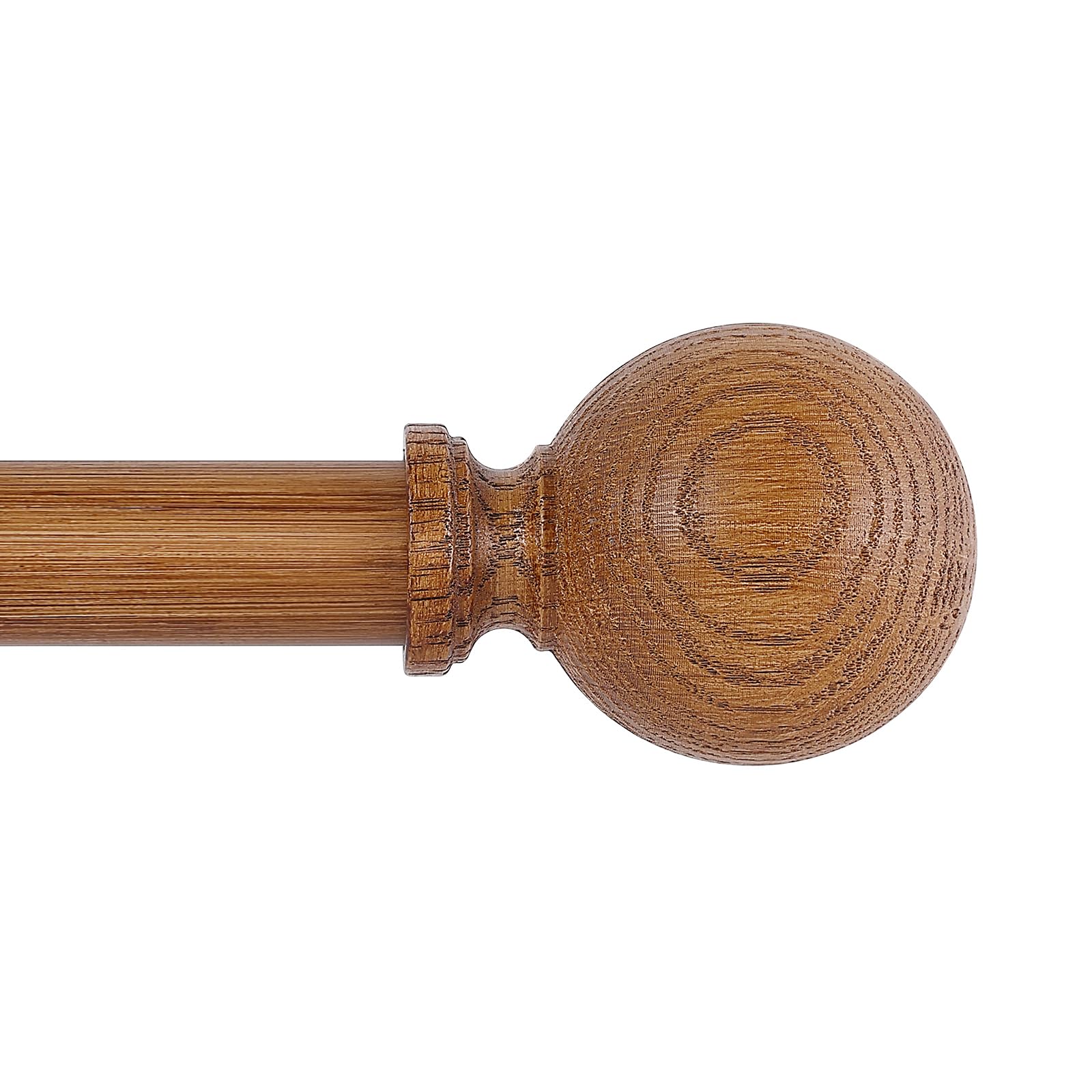 HTZON curtain rod with brown wood grain ball finials provides sturdy window coverage.