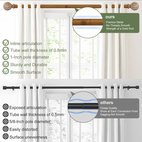 HTZON farmhouse curtain rod suits bedrooms, living rooms, kitchens and more.