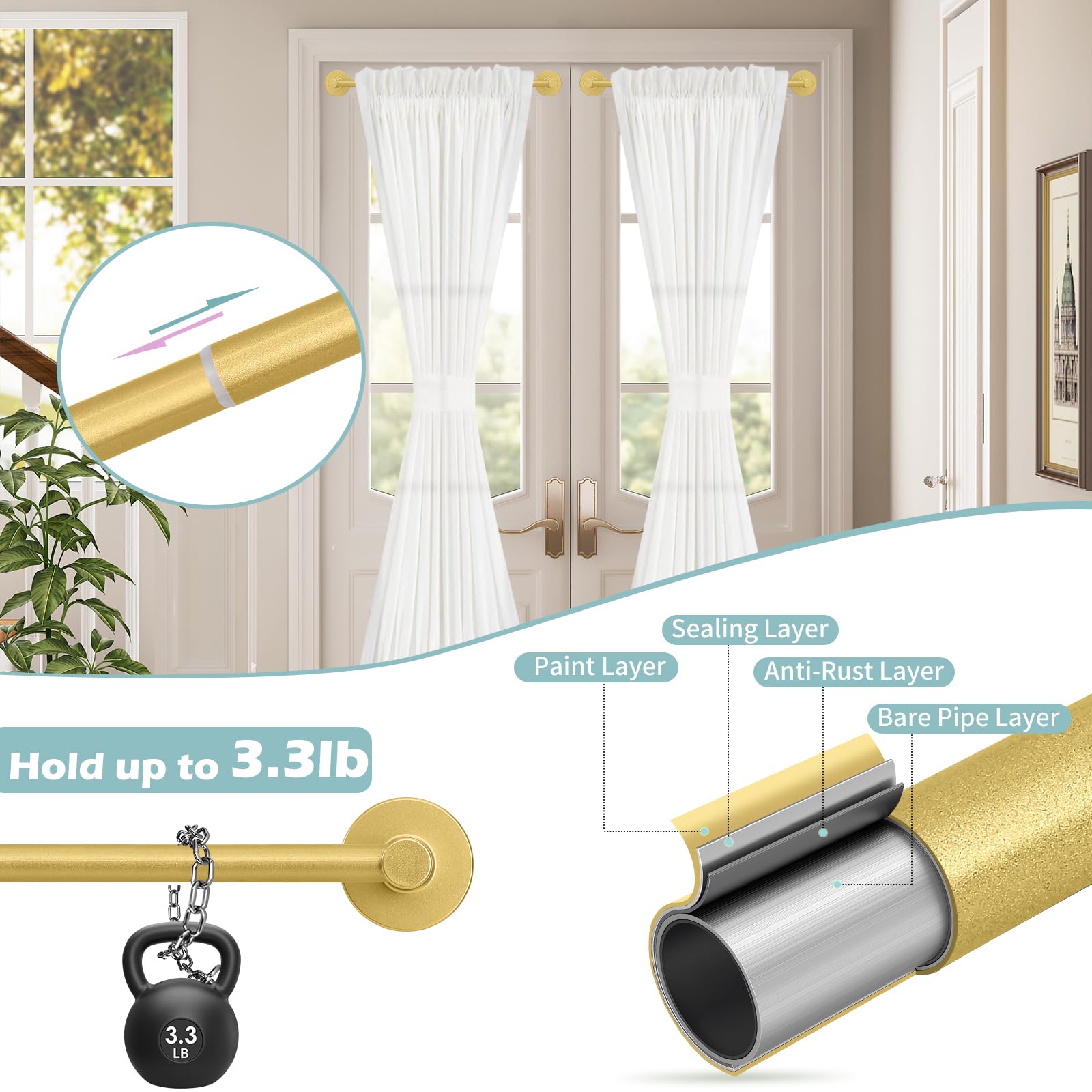 HTZON gold magnetic curtain rod ends add stylish, secure finials