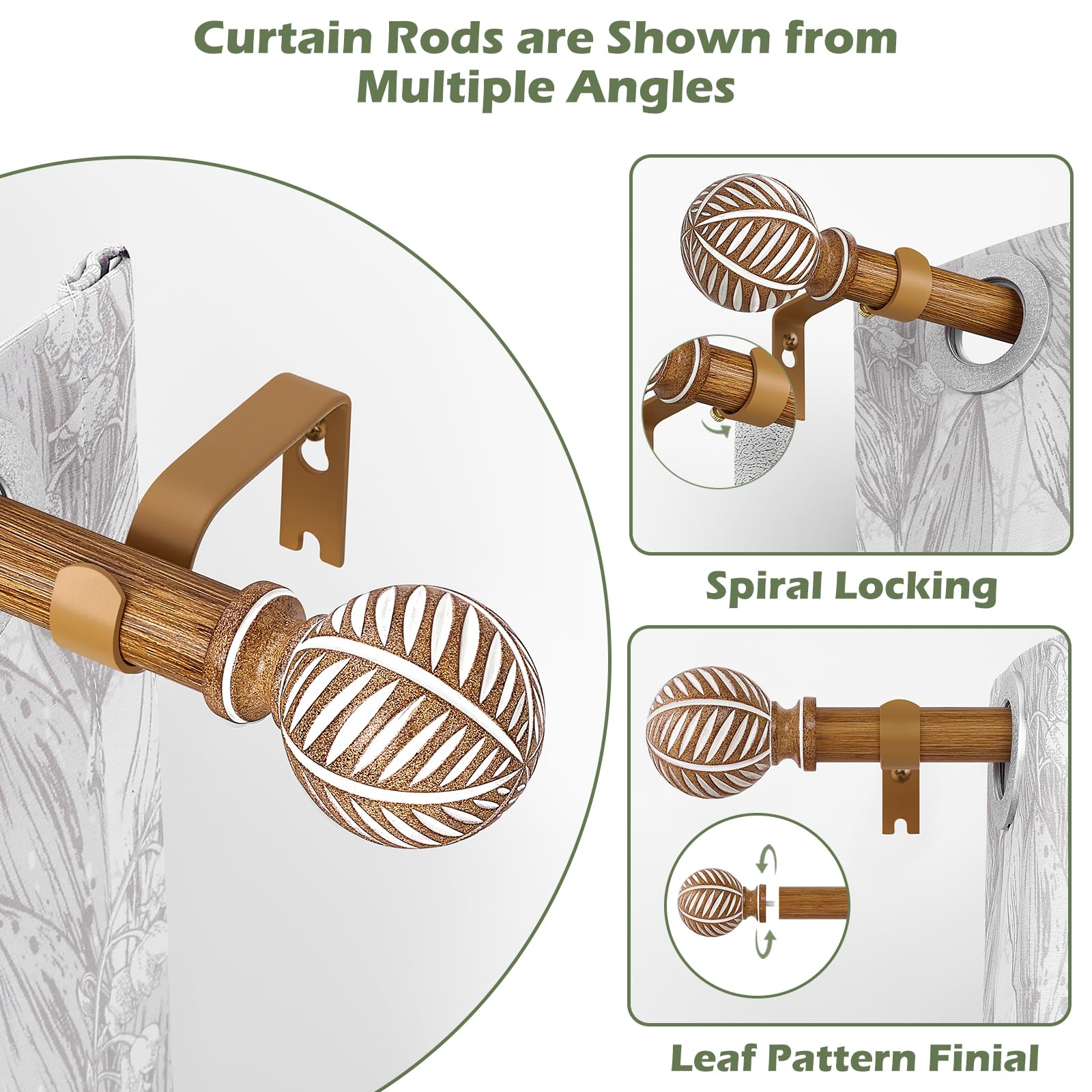 HTZON heavy-duty curtain rod brackets secure the rod for reliable drapery support.