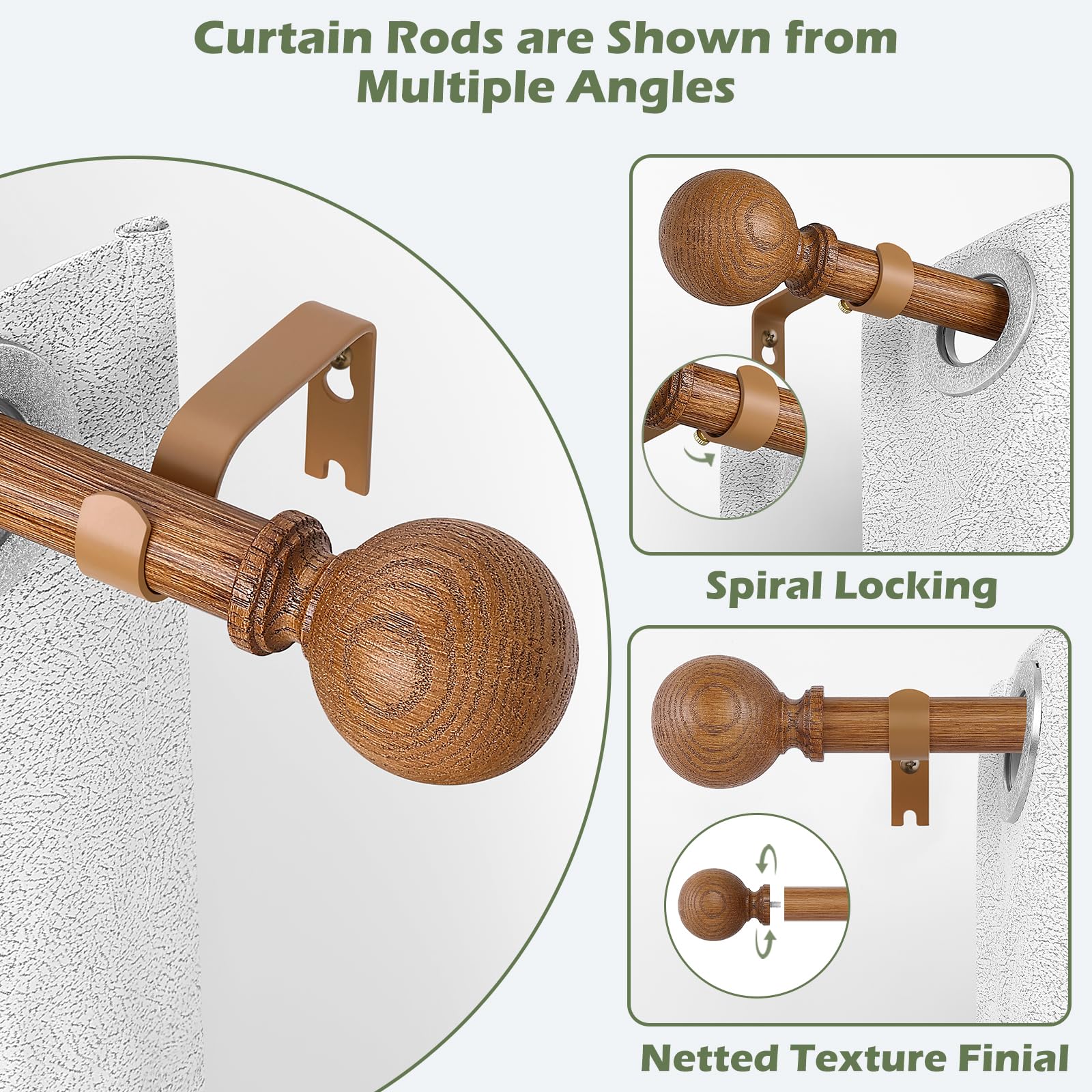 HTZON heavy-duty iron curtain rod supports heavy drapes safely.