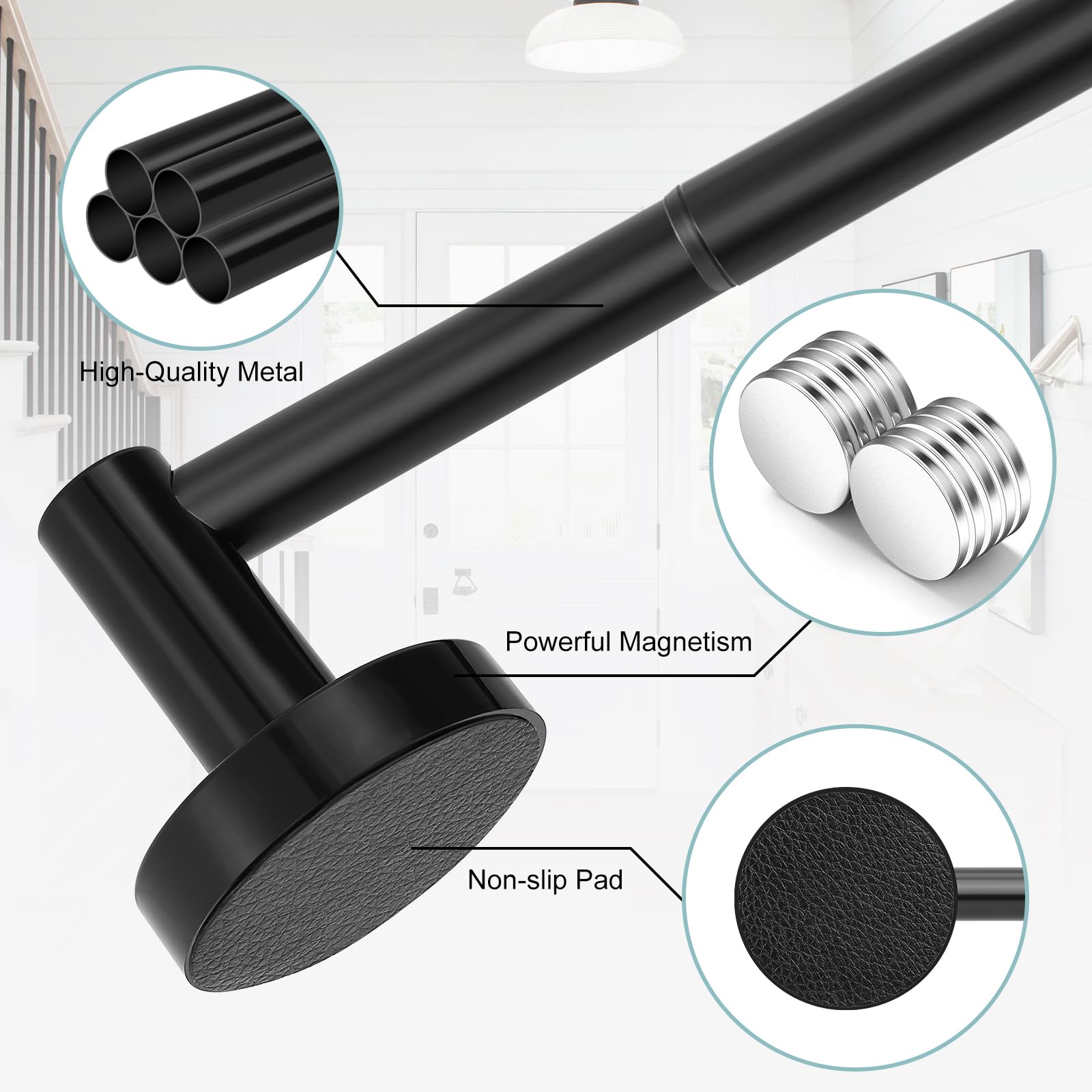 HTZON heavy-duty magnetic rod with 3.3 lb capacity in use