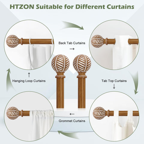 HTZON iron outer rod and inner rod provide strong support for drapery.