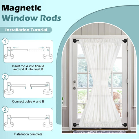 HTZON two-pack magnetic curtain rods in convenient kit