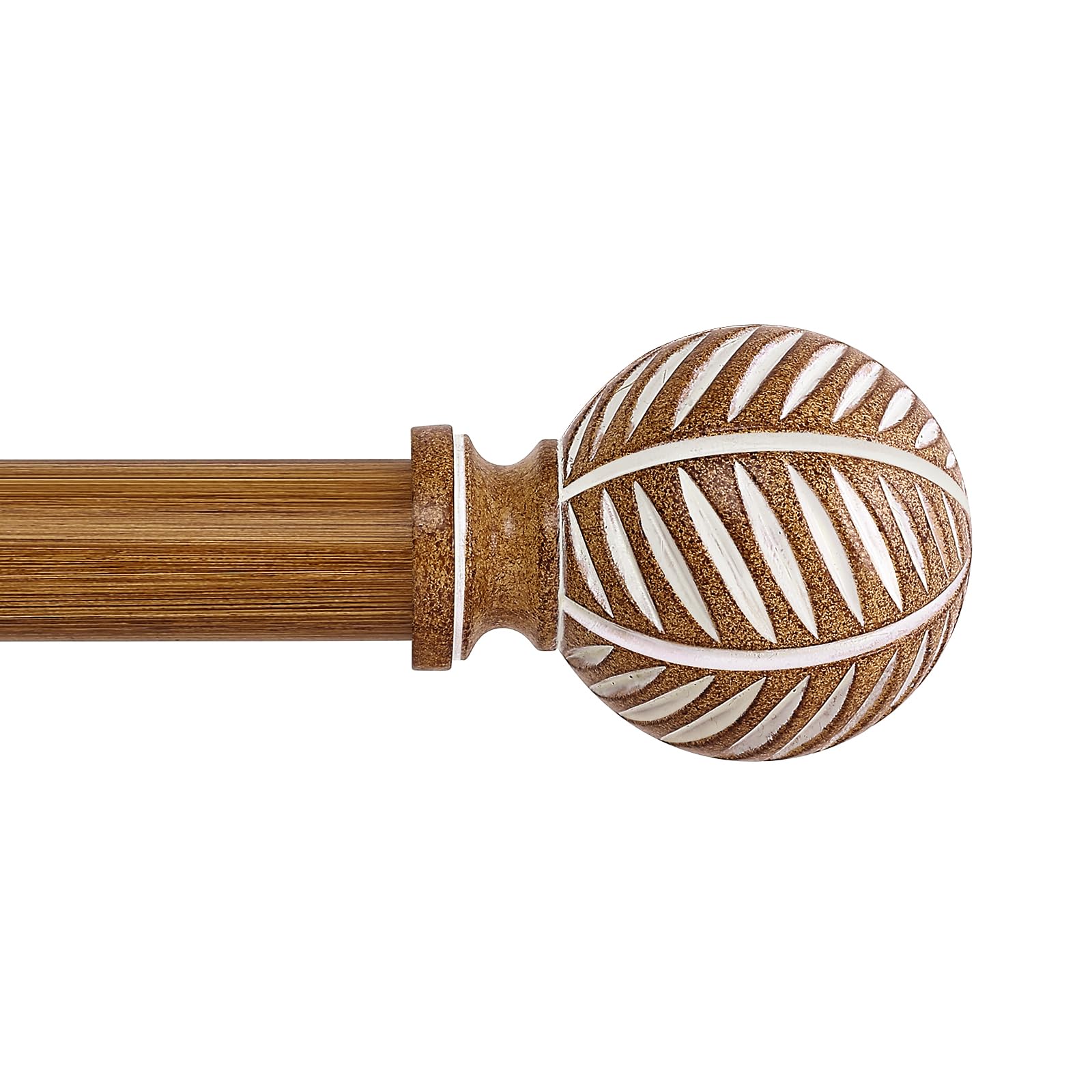HTZON wood curtain rod with imitation wood grain finish enhances natural décor in any room.