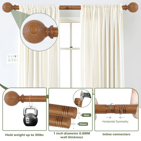 HTZON wood grain ball finial close-up highlights rustic charm.