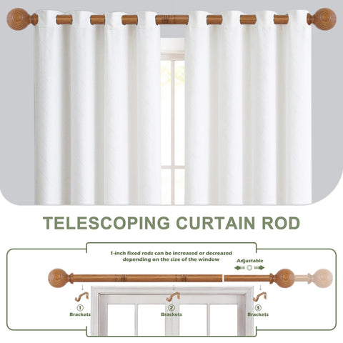 HTZON wood grain finish brackets secure the rod firmly.