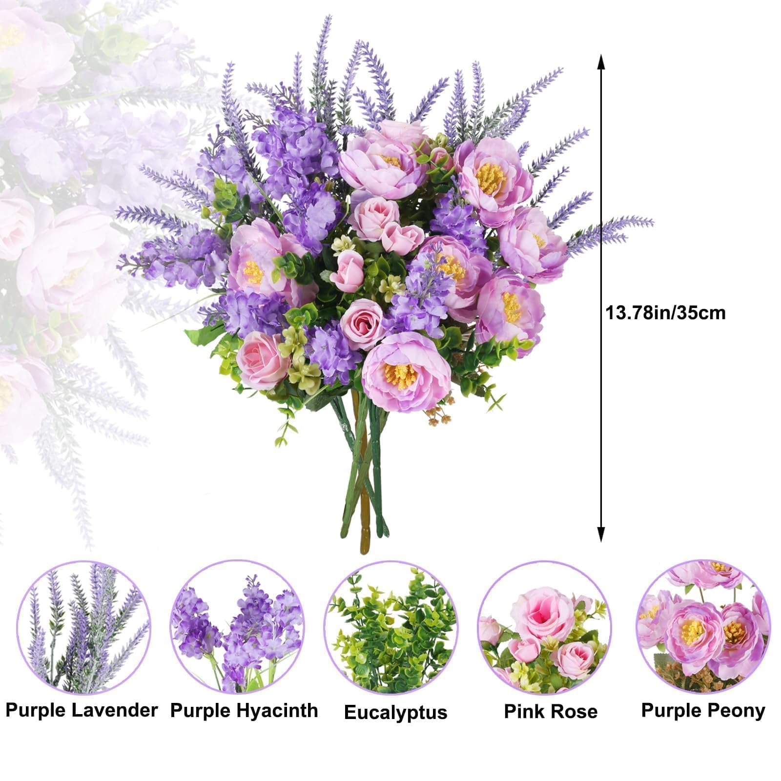 HUAESIN purple silk flowers for durable, pollen-free living room beauty