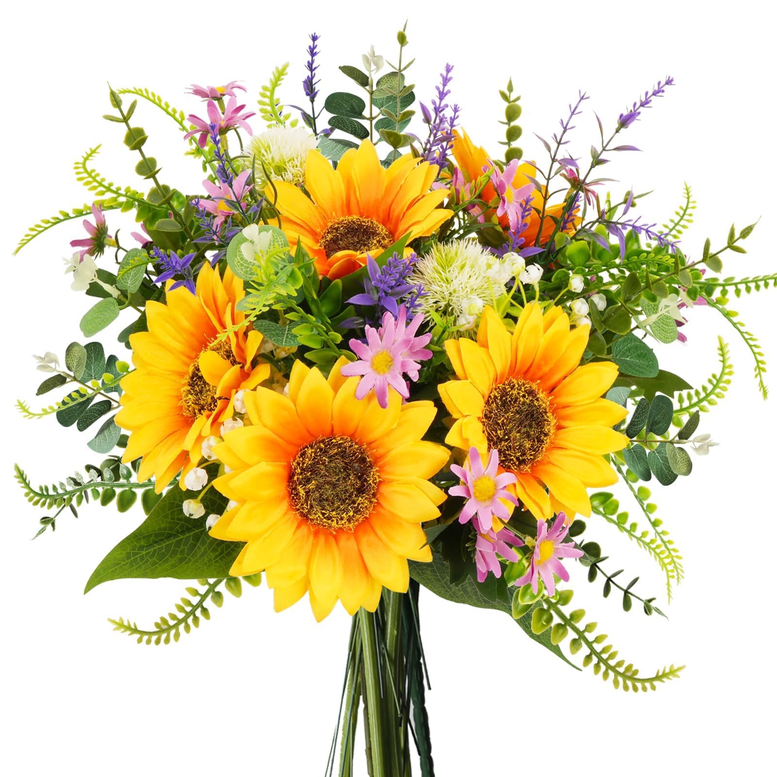 HUAESIN Sunflowers artificial bouquet close-up for durable year-round decor