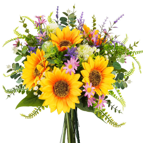 HUAESIN Sunflowers artificial bouquet close-up for durable year-round decor