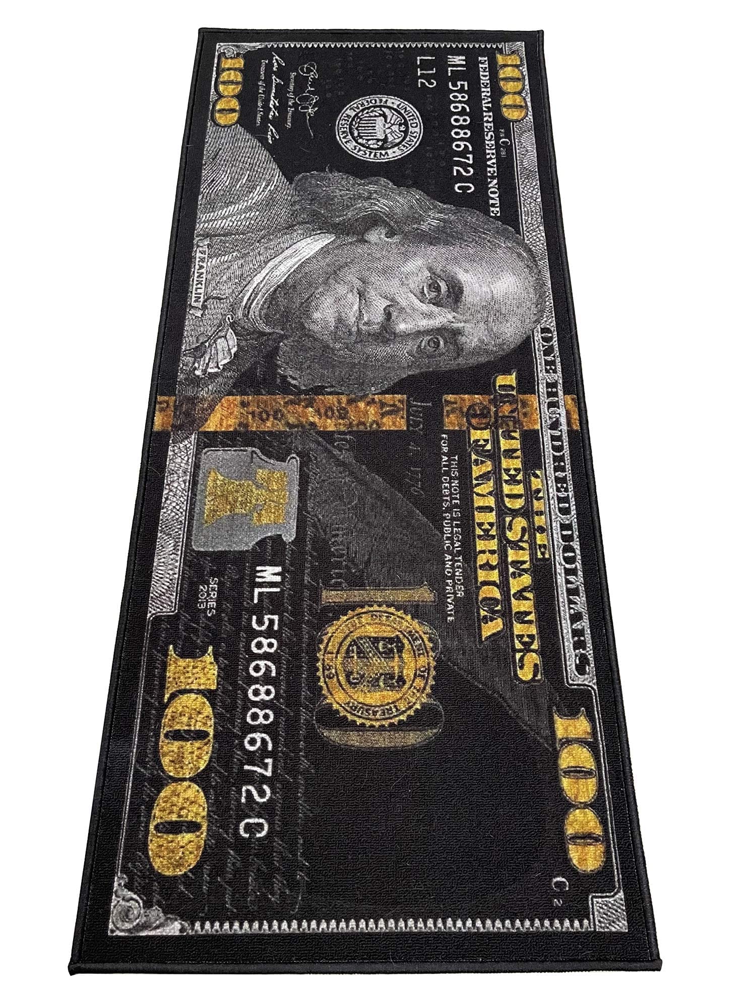 HUAHOO black money rug with 100-dollar pattern for stylish entryways