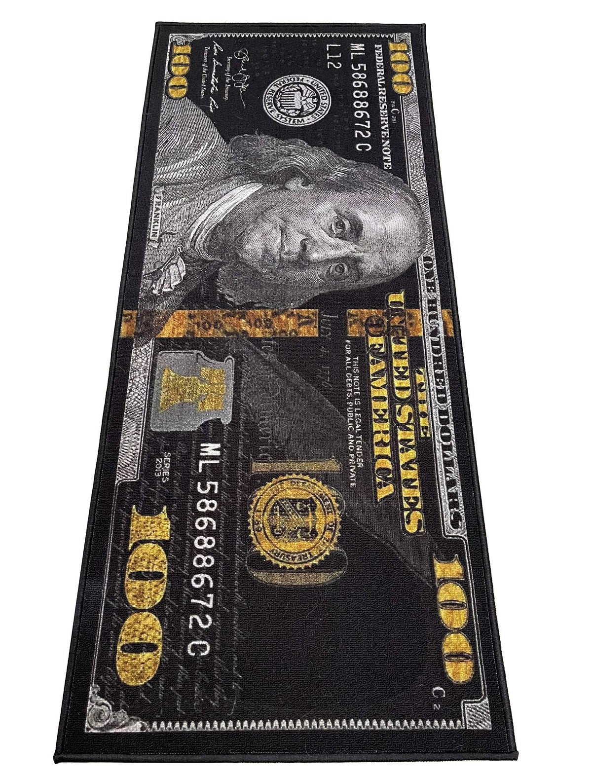 HUAHOO black money rug with 100-dollar pattern for stylish entryways