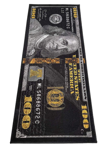 HUAHOO black money rug with 100-dollar pattern for stylish entryways