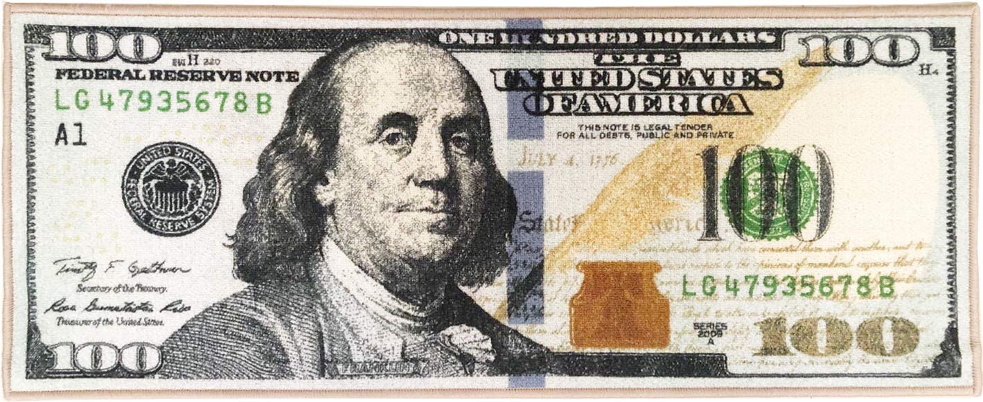 HUAHOO Money Rugs dollar bill runner 22x53 brightens living spaces