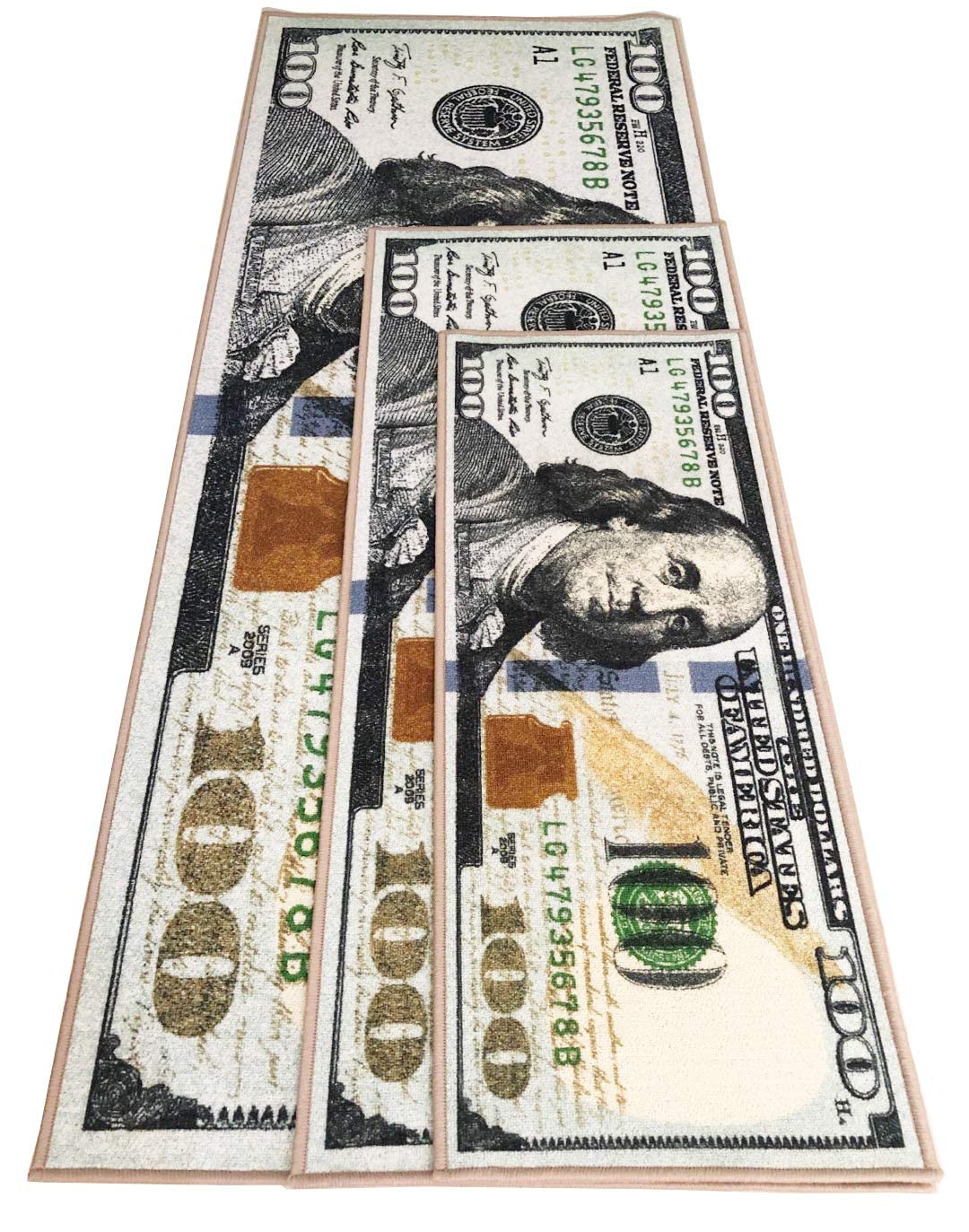 HUAHOO Money Rugs dollar bill runner 31-5x78-7 makes bold hallway statement
