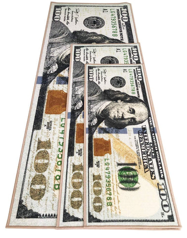 HUAHOO Money Rugs dollar bill runner 31-5x78-7 makes bold hallway statement