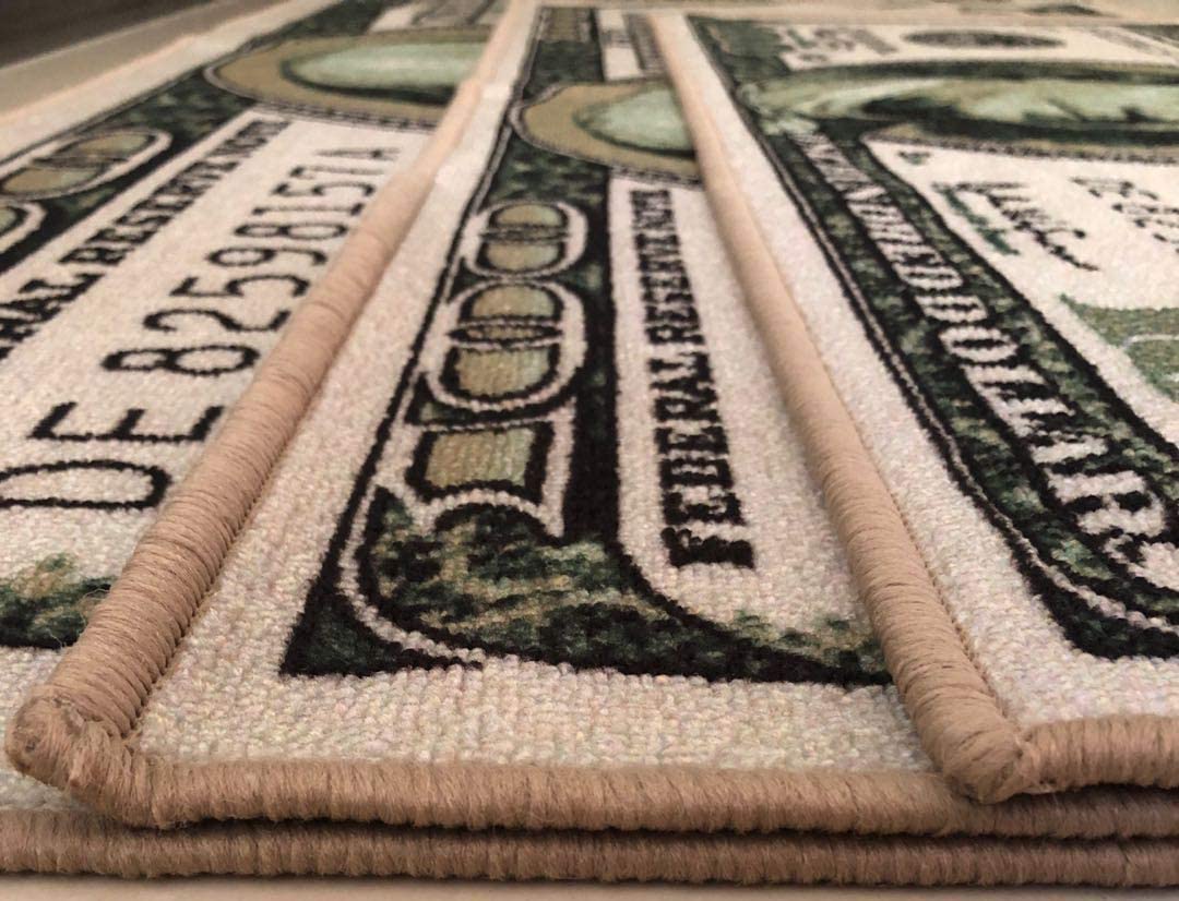 HUAHOO Money Rugs dollar-design print adds personality to any space