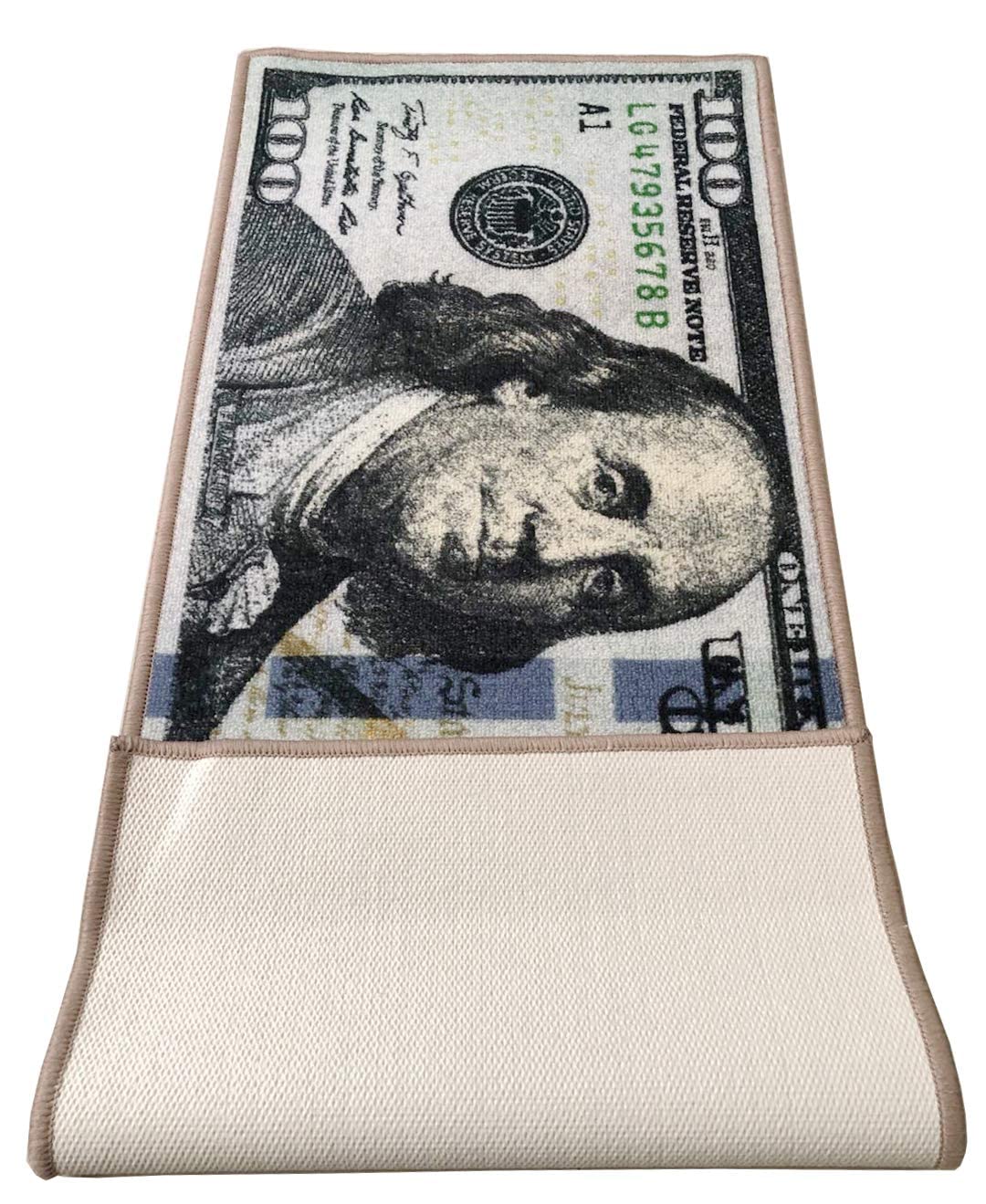 HUAHOO Money Rugs non-slip back keeps rug stable on slick floors