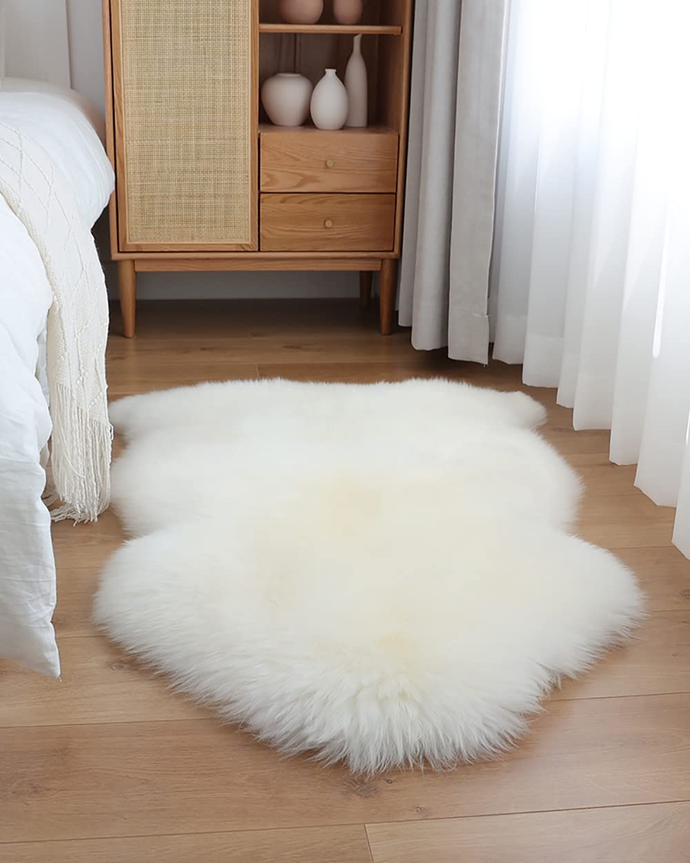 HUAHOO premium sheepskin rug versatile yoga mat or meditation rug.