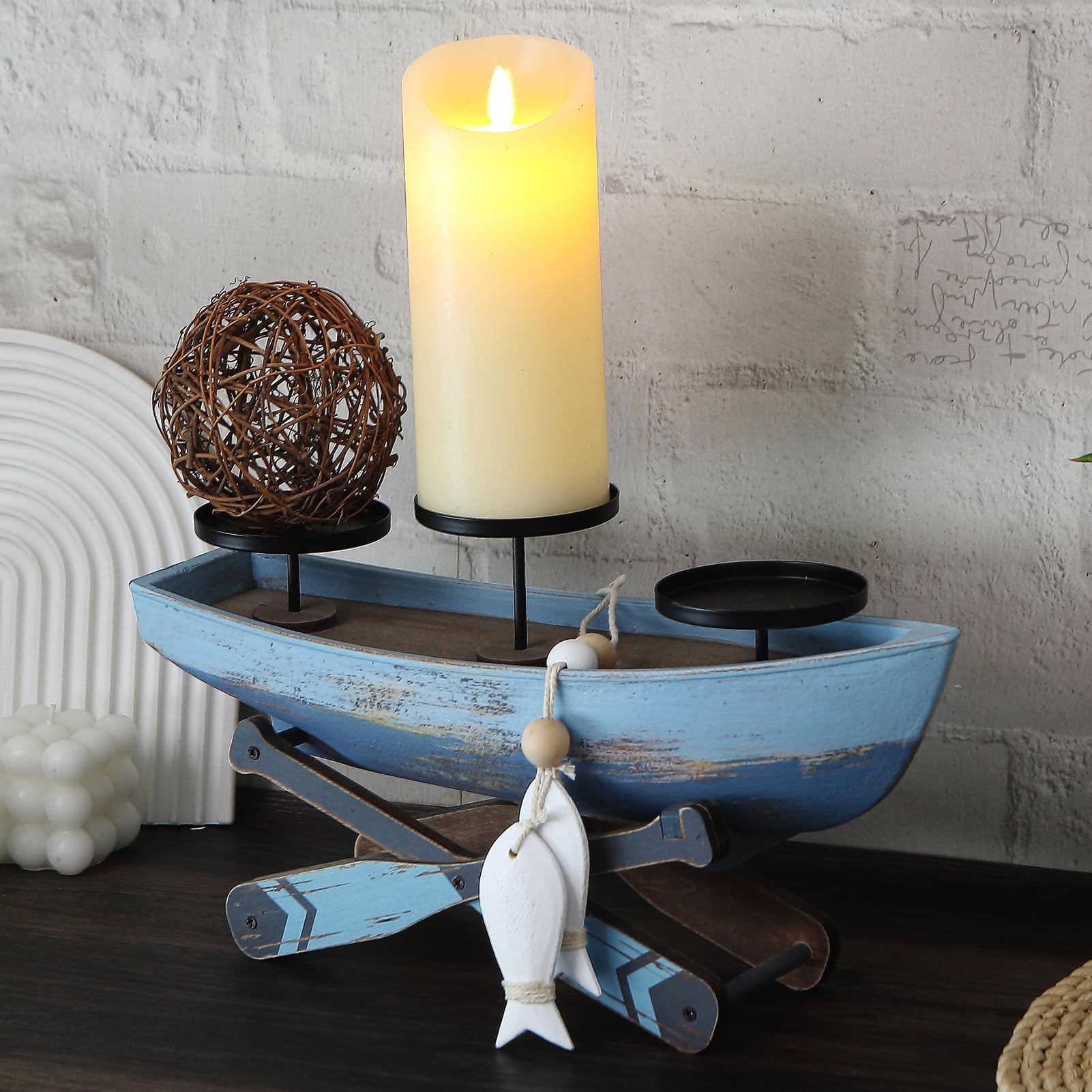 Huajie Coastal Decor Candle Holder ideal for shelves or desks.
