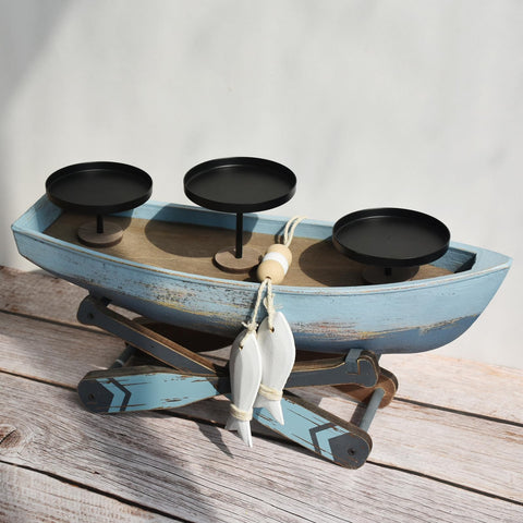 Huajie Nautical Candle Holder on beach table showcases coastal charm and stability.