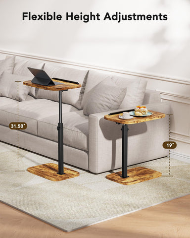 HUANUO adjustable TV tray 360° swivel enables comfortable angles from any sofa side