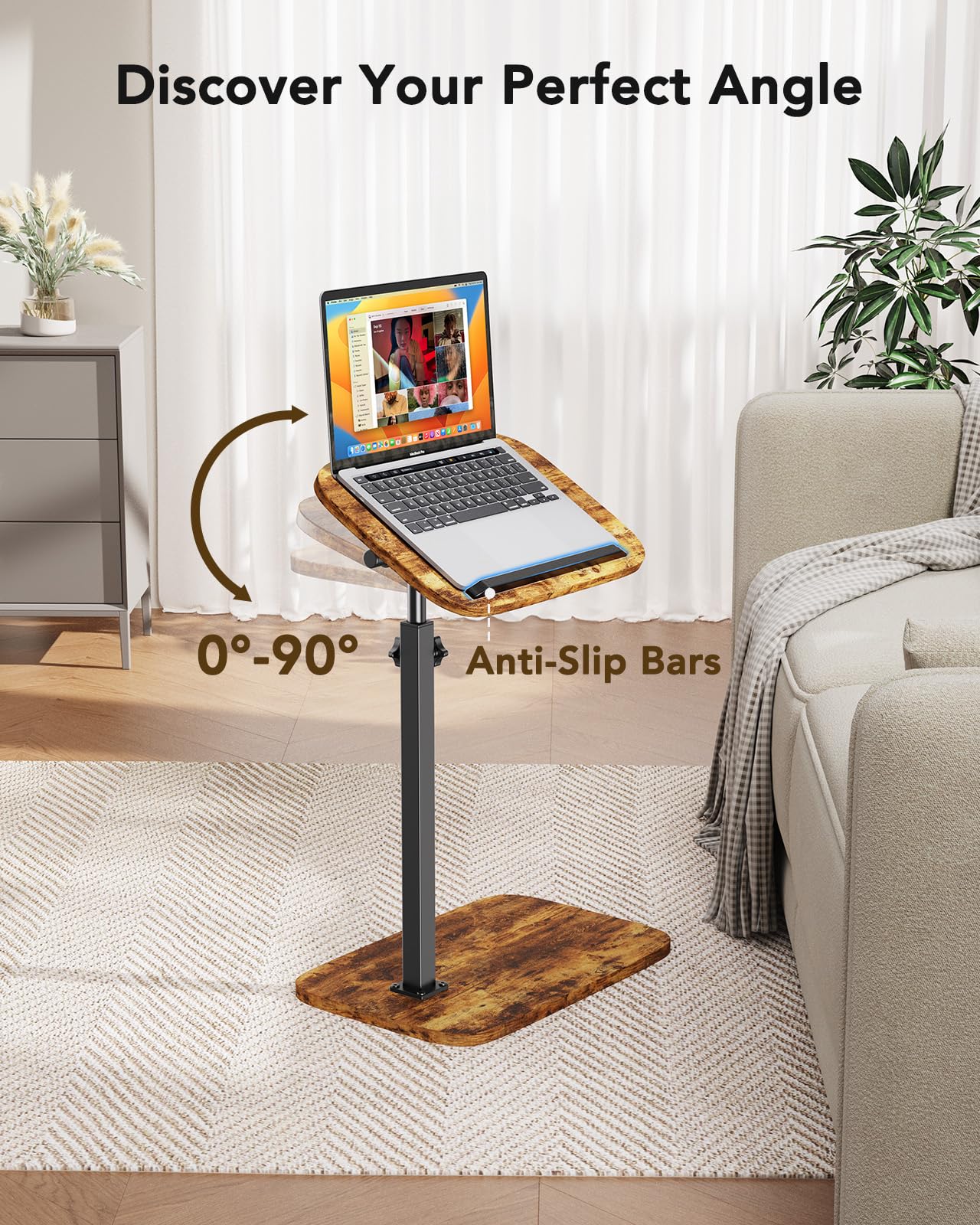 HUANUO adjustable TV tray height adjustment fits diverse seating heights and bed setups