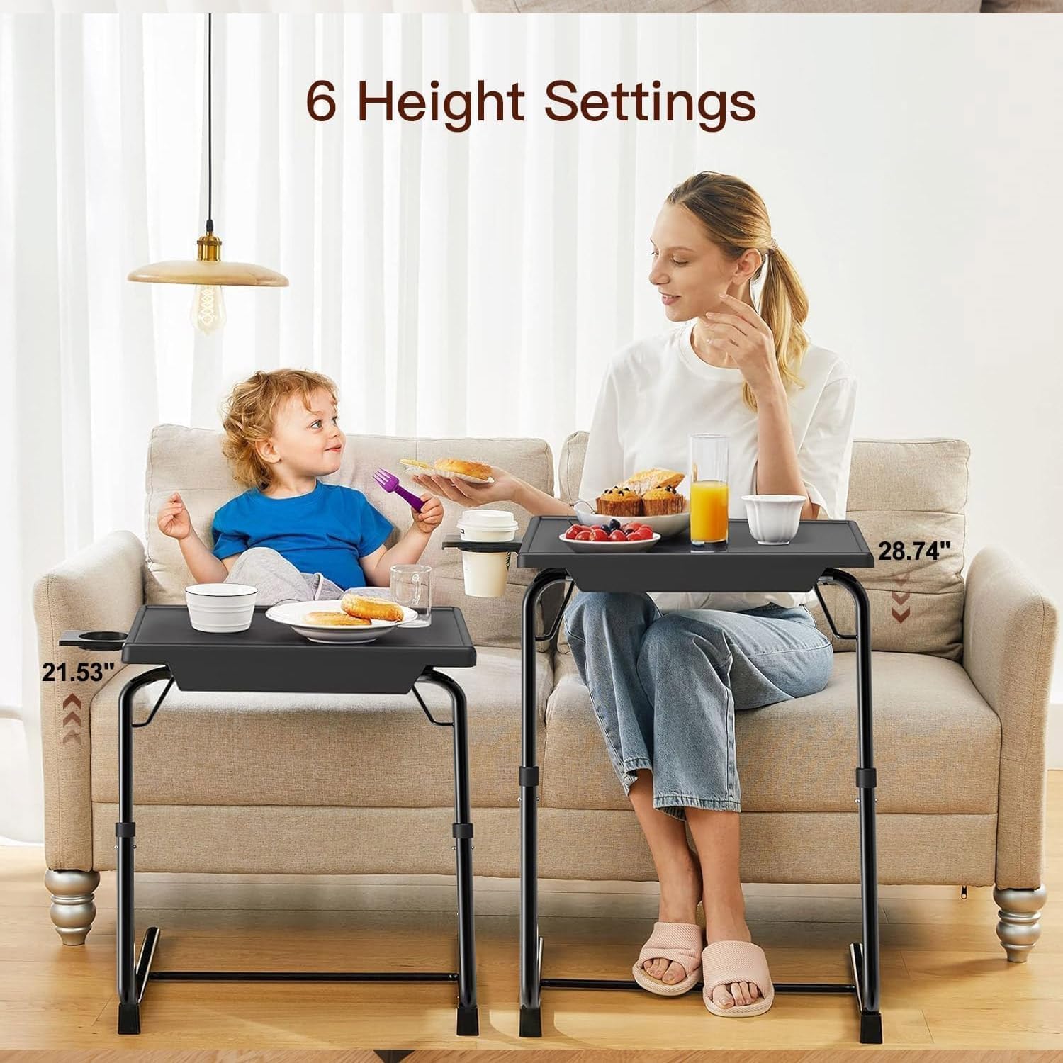 HUANUO TV Tray folds flat for easy, space-saving storage.