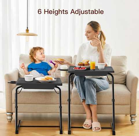 HUANUO TV tray height adjustment enables customizable comfort for meals or work.
