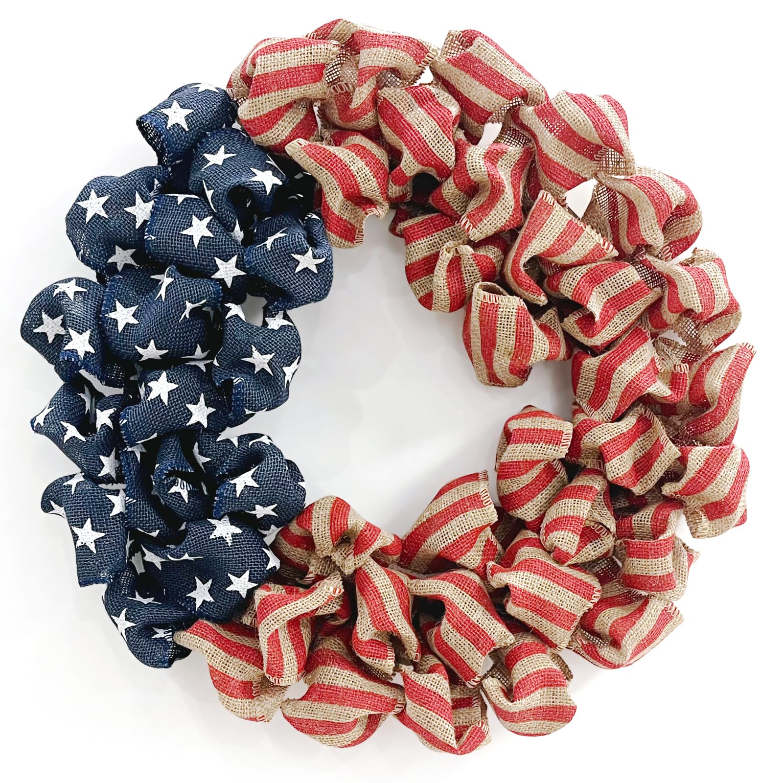 Huashen 24-inch patriotic wreath on the front door boosts curb appeal.