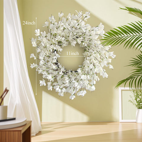 Huashen Forsythia wreath grapevine close-up highlights natural texture for home décor.