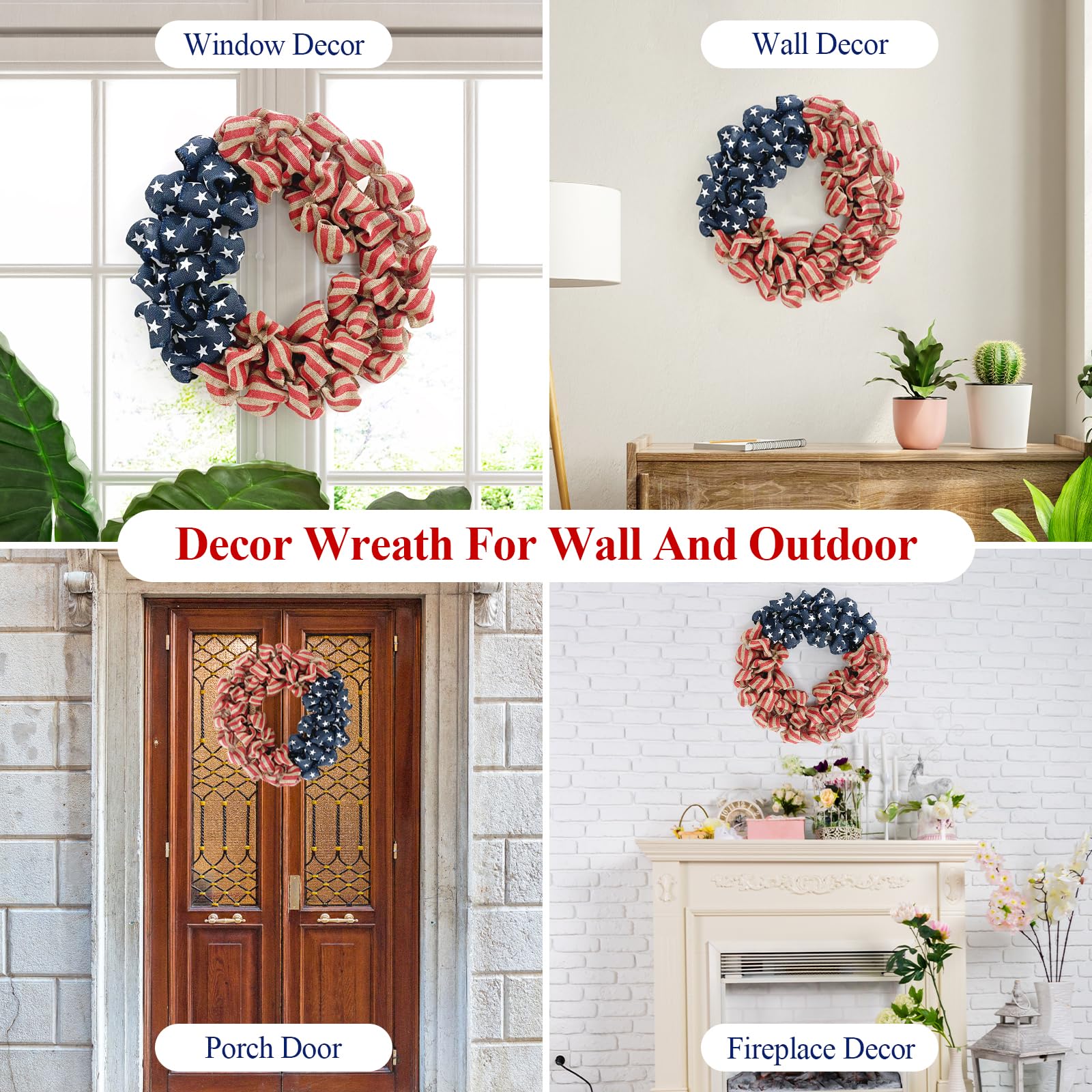 Huashen front door wreath suited for sheltered outdoor display.