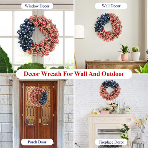 Huashen front door wreath suited for sheltered outdoor display.