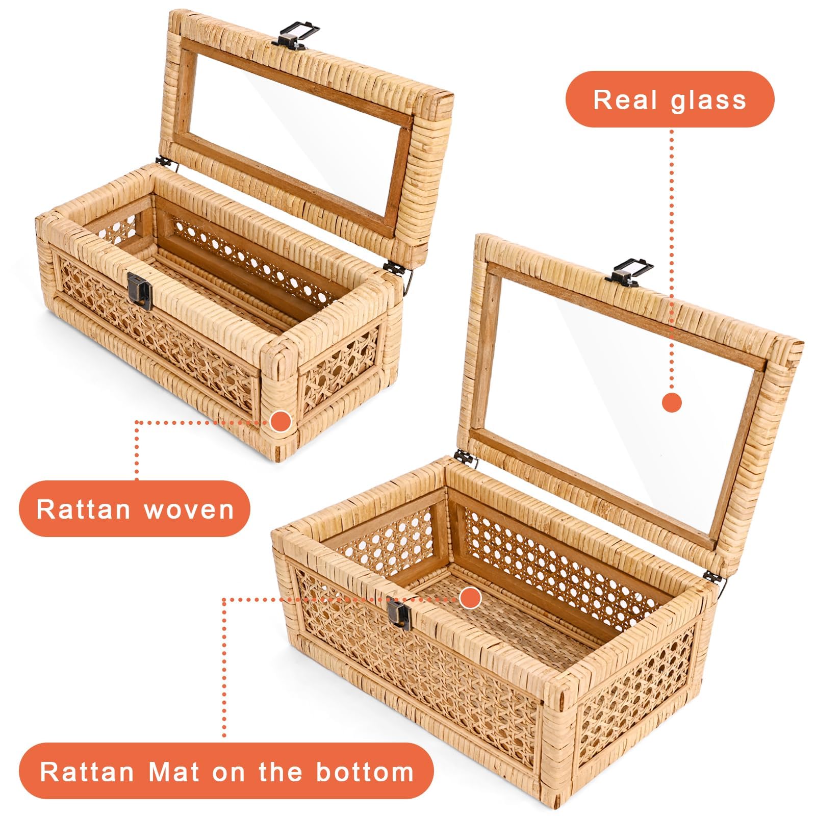 HUAXIN CRAFT H rattan box with glass lid showcases items neatly