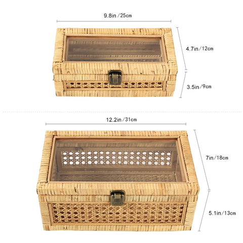 HUAXIN CRAFT H wood-frame rattan box detail highlights hexagonal weave
