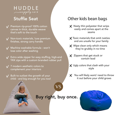 Huddle Stuffie Seat jumbo storage capacity image emphasizes fit for many toys.