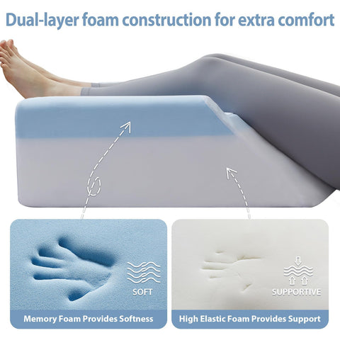 HUEIFY leg elevation pillow with high-density foam bottom layer for durable support