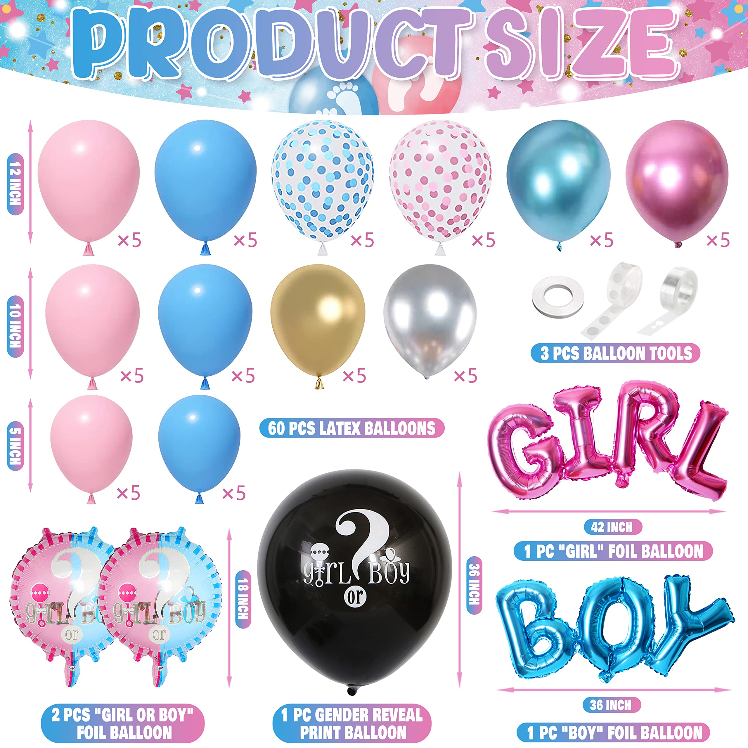 HUFAND aluminum foil boy girl balloons add shiny photo-friendly accents