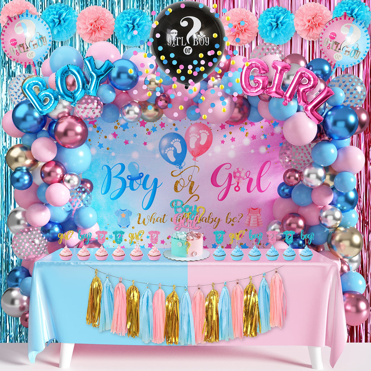 HUFAND gender reveal balloons pack adds festive color for the reveal moment
