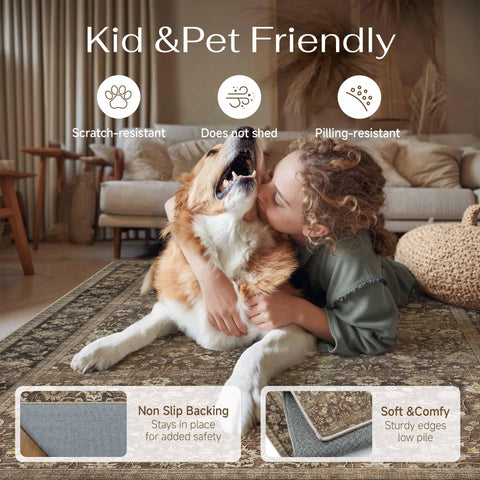 HUGEAR rug enhances both bedrooms and living rooms with floral charm.