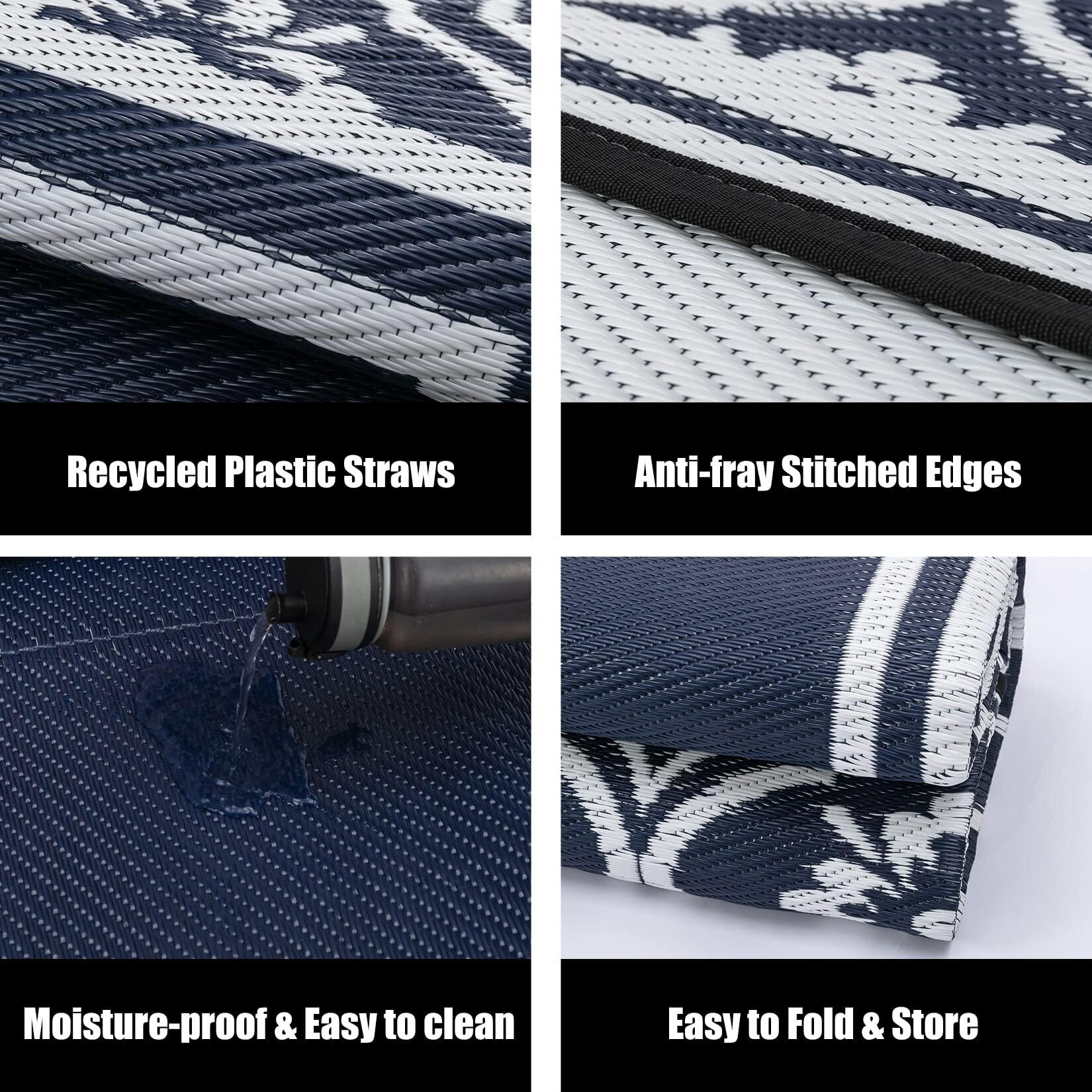 HUGEAR kid-friendly and pet-friendly outdoor rug protects surfaces.