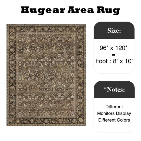 HUGEAR rug with non-slip backing stays in place on hard floors.