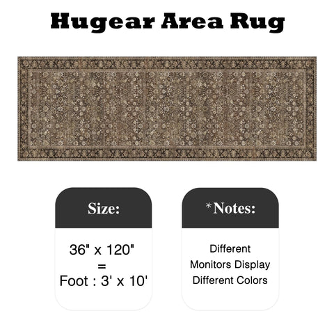 HUGEAR rug with non-slip TPE backing keeps floors secure.