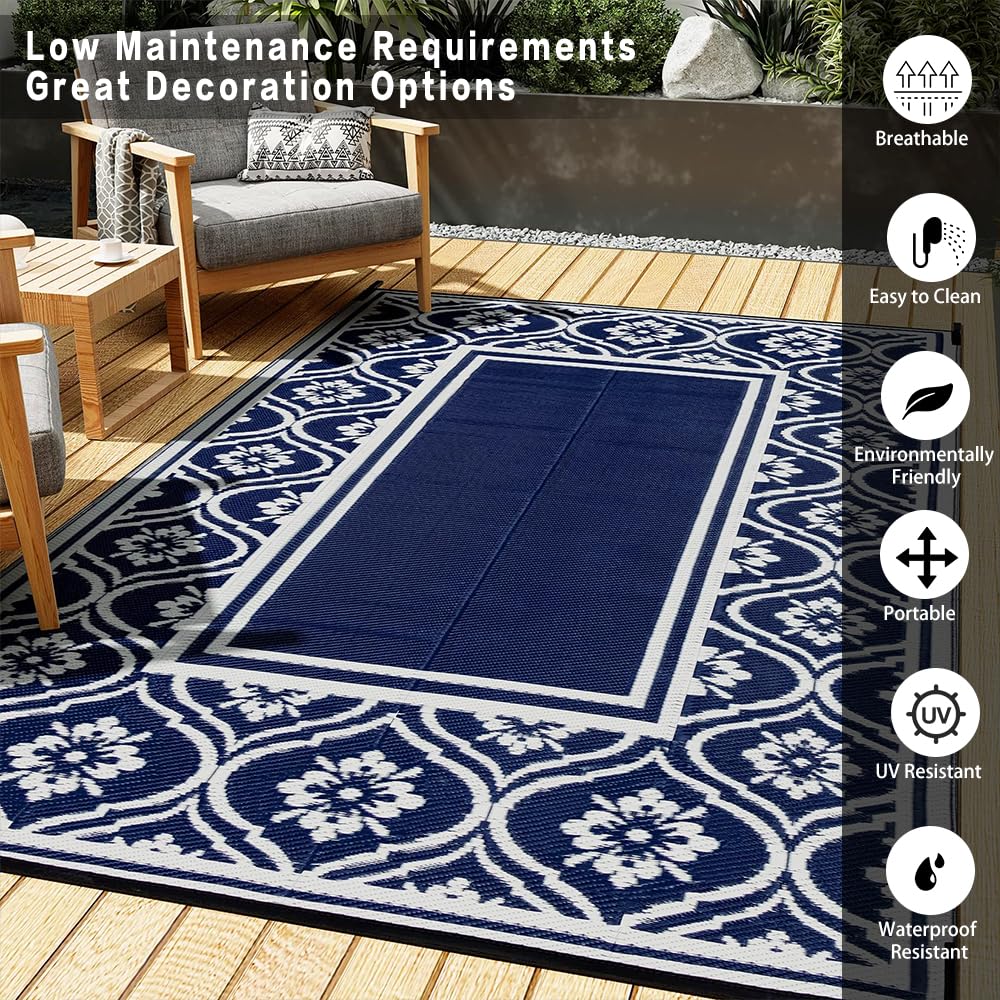 HUGEAR waterproof outdoor rug keeps entryways clean after wet shoes.