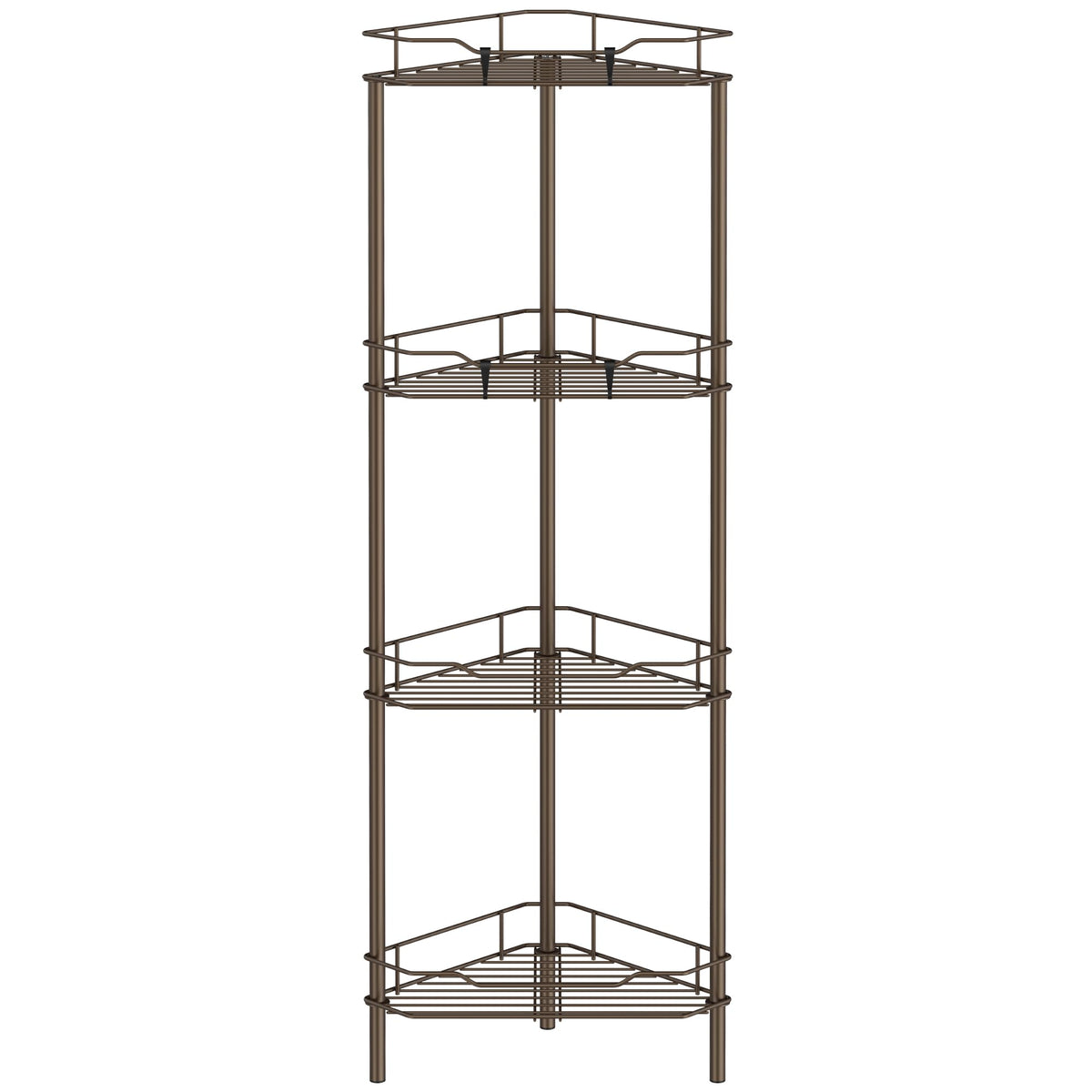 HuggieGems 4-tier corner shower caddy bronze keeps toiletries neatly organized.