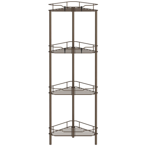 HuggieGems 4-tier corner shower caddy bronze keeps toiletries neatly organized.